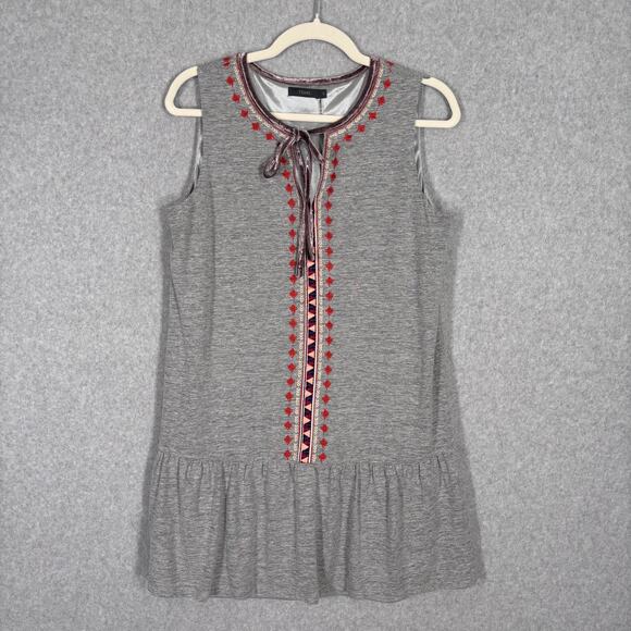 THML Anthropologie Dress Small Tiered Embroidered Velvet Aztec Southwest Boho - Picture 1 of 12